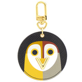 Owl Multicolor Leather Circular Key Chain / Bag Charm