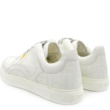 White FF Pattern Leather Low Top Sneakers Men 7