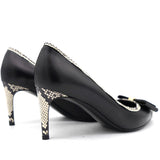 Black Leather and Snakeskin Pumps 37.5