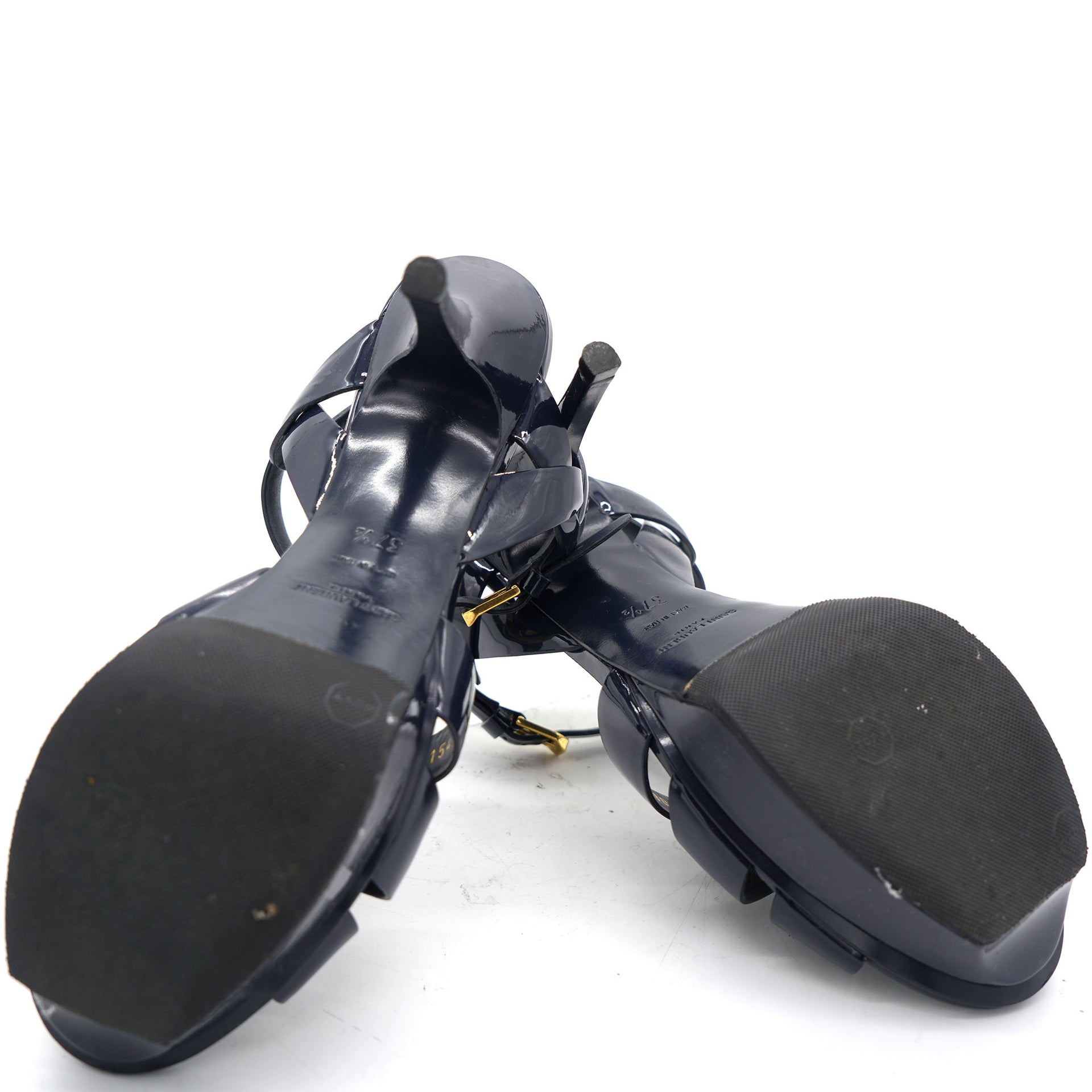 Navy Patent Leather Tribute 85mm Platform Sandals 37.5