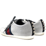 Silver Glitter Leather Bambi Web Sneakers 37