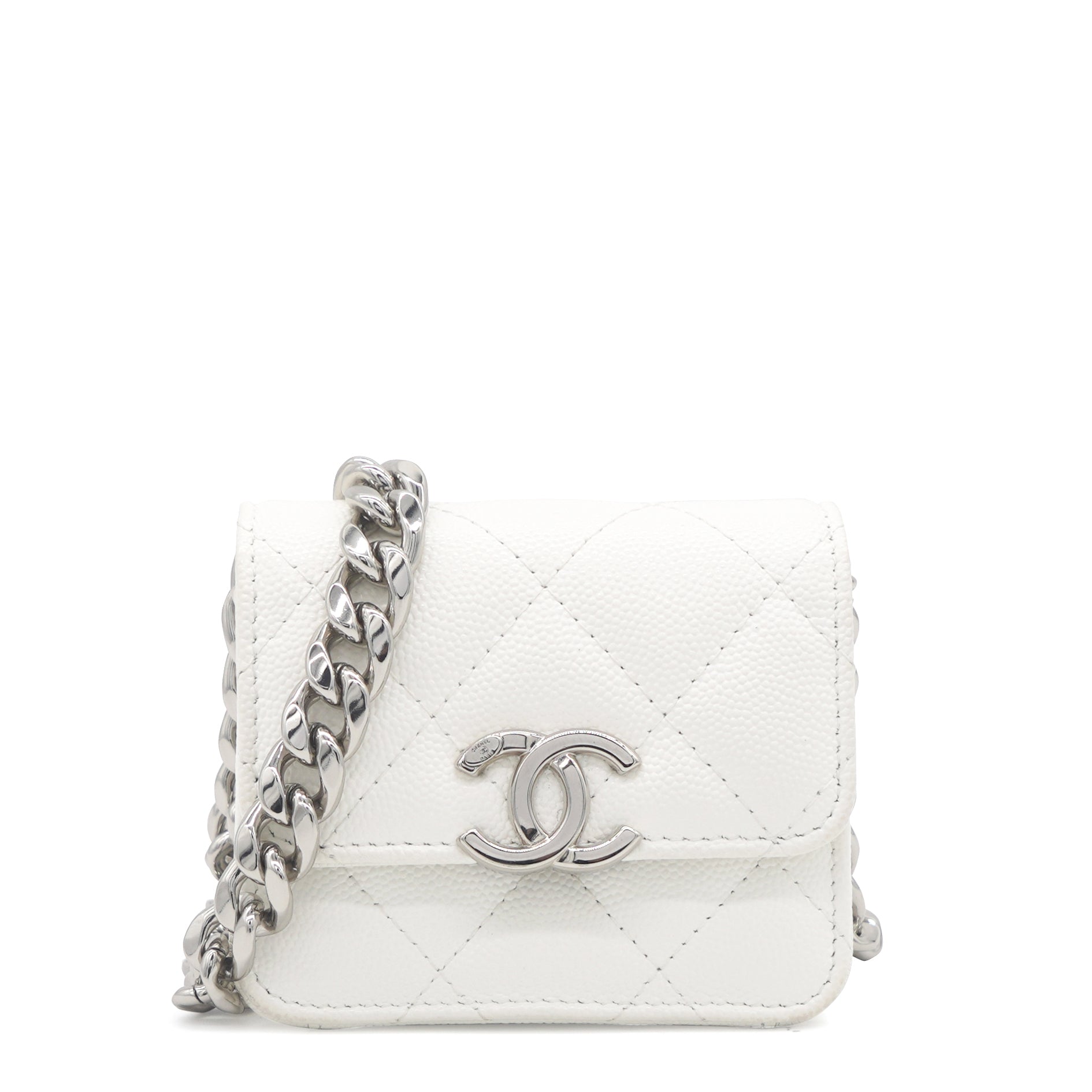 CHANEL Caviar Quilted Belt Bag With Charms On Chain Black 1238327