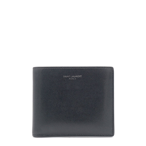 Logo-print grained-leather bi-fold wallet