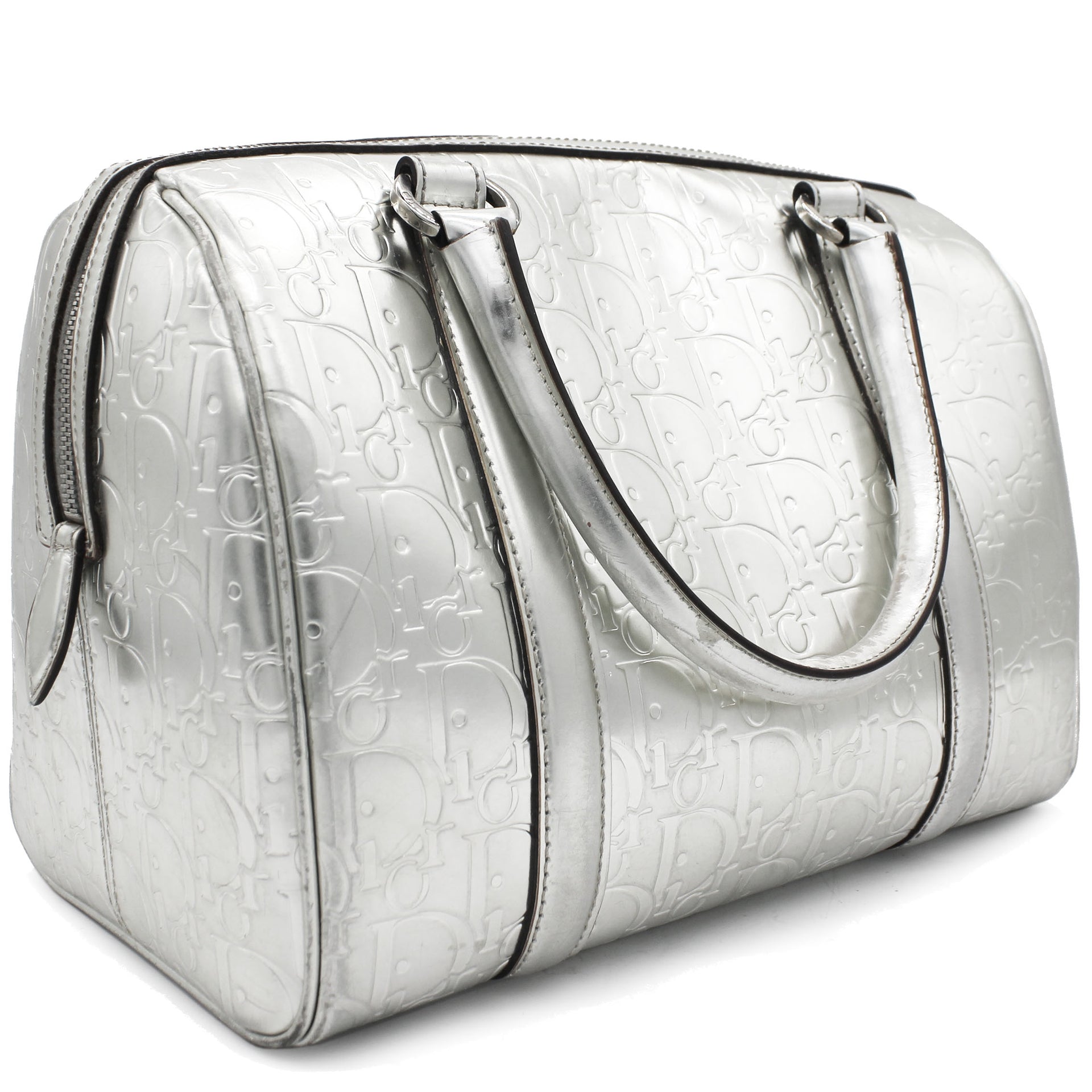 Monogram Duffle Mettalic Silver Leather Bag