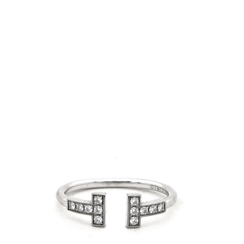 T Wire 18K White Gold Diamond Ring