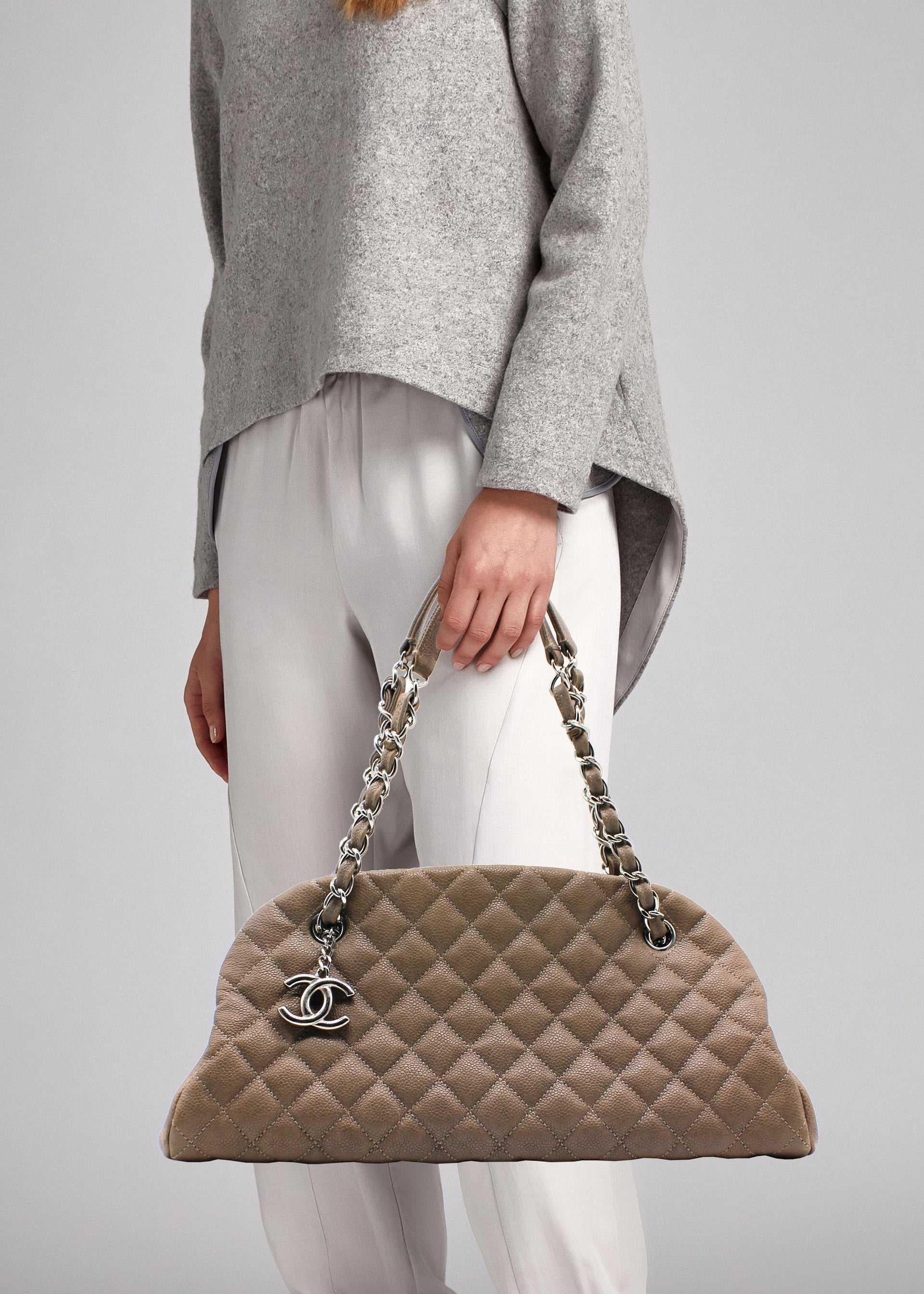 Chanel Daily Walk Double Zip Shoulder Bag Quilted Glazed Calfskin