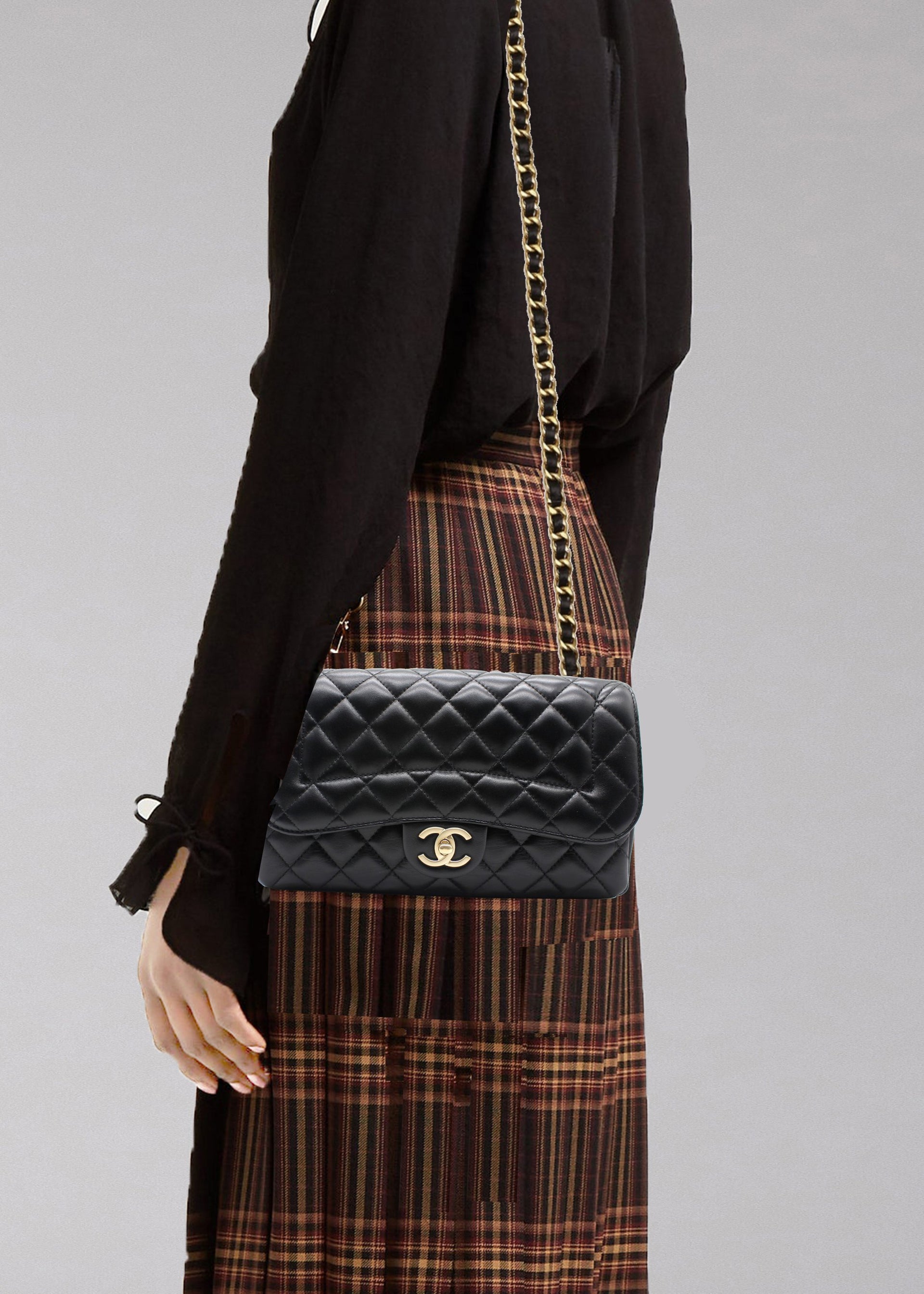 Chanel Lambskin Quilted Medium Mademoiselle Chic Flap Black