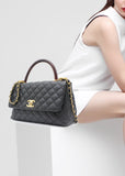 Chanel Caviar Lizard Quilted Medium Coco Handle Flap